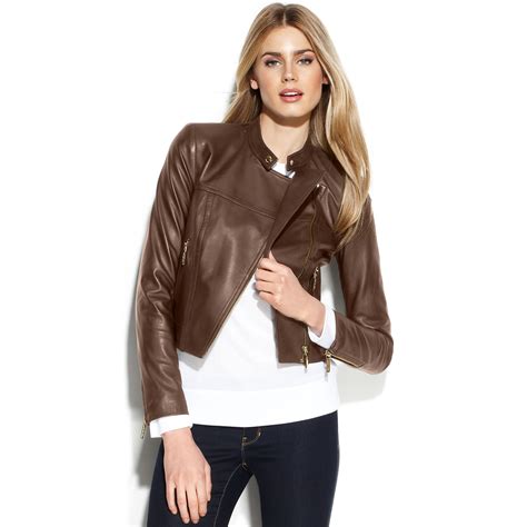 michael kors brown leather jacket